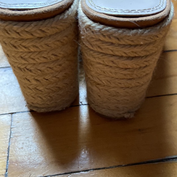 Zara Platform Brown Suede Cord Heeled Sandals - Picture 4 of 6